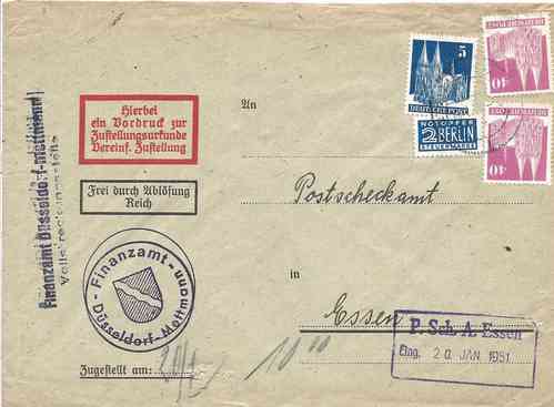 Bizone 75, 90 (2) auf Postscheckbrief