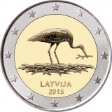 2 Euro Latvia 2015 EU black storck